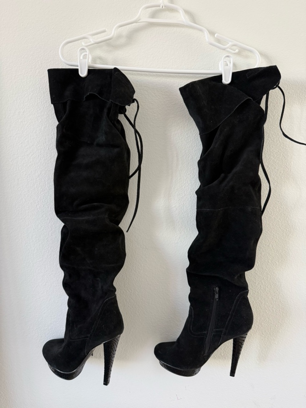 Women's Over-the-Knee Black Suede High-Heel Boots